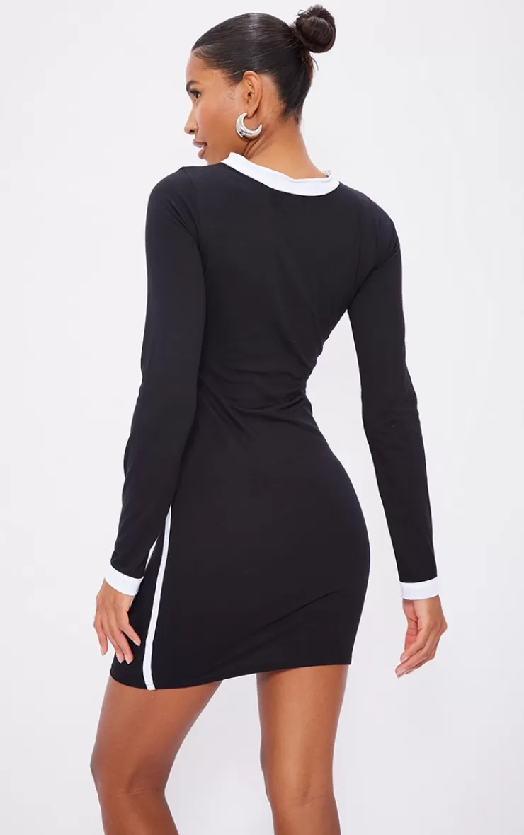 PrettyLittleThing Angel Graphic Contrast Sleeve Bodycon Dress< Bodycon Dresses