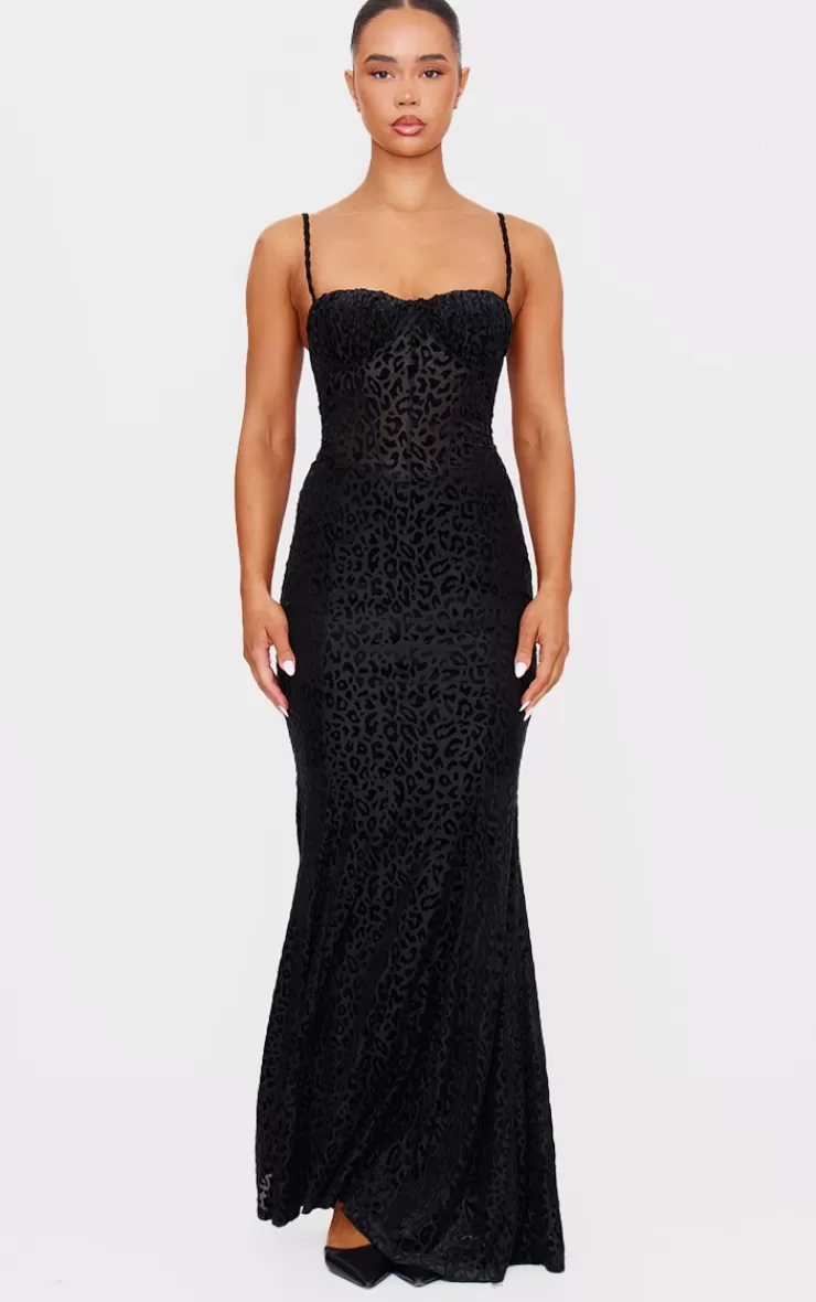 PrettyLittleThing Animal Devore Maxi Dress< New Years Eve