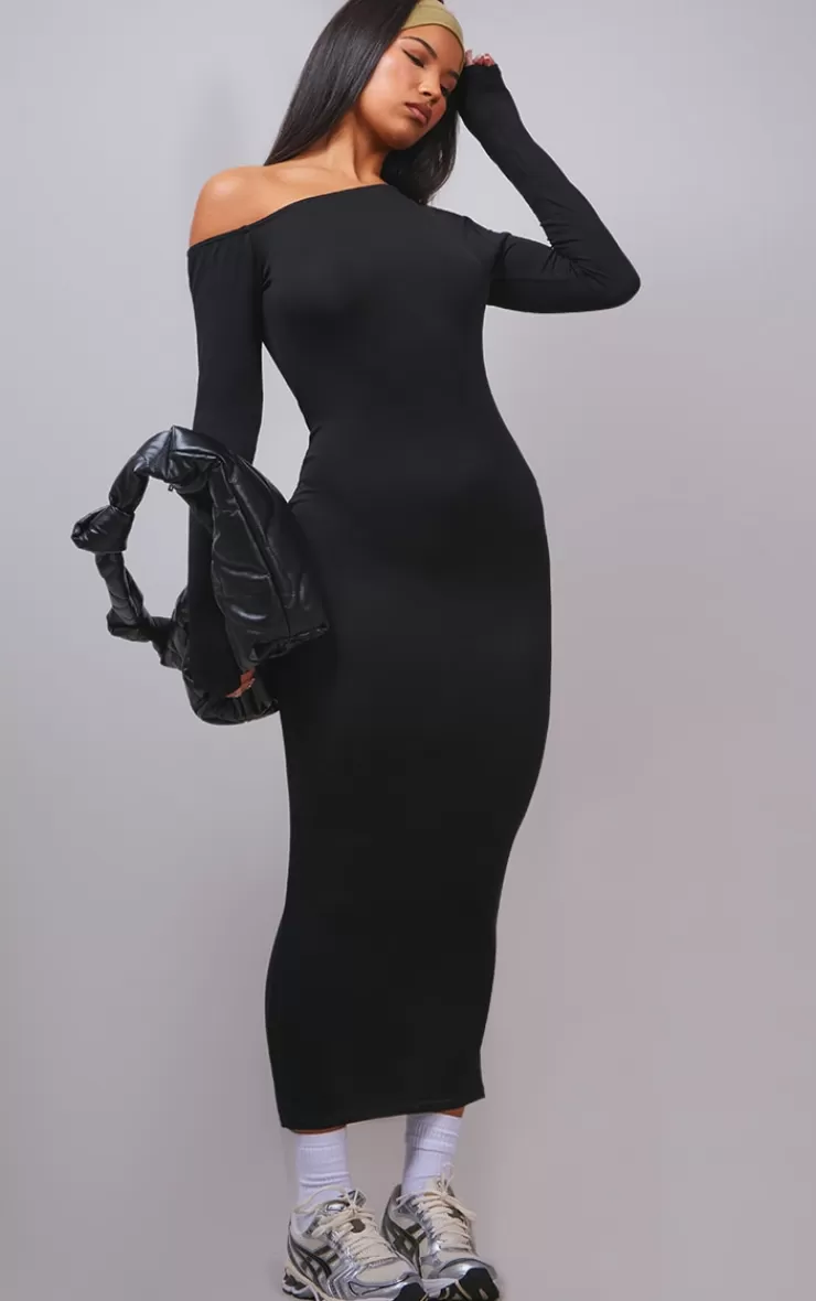 PrettyLittleThing Asymmetric Neck Split Detail Maxi Dress< Maxi Dresses