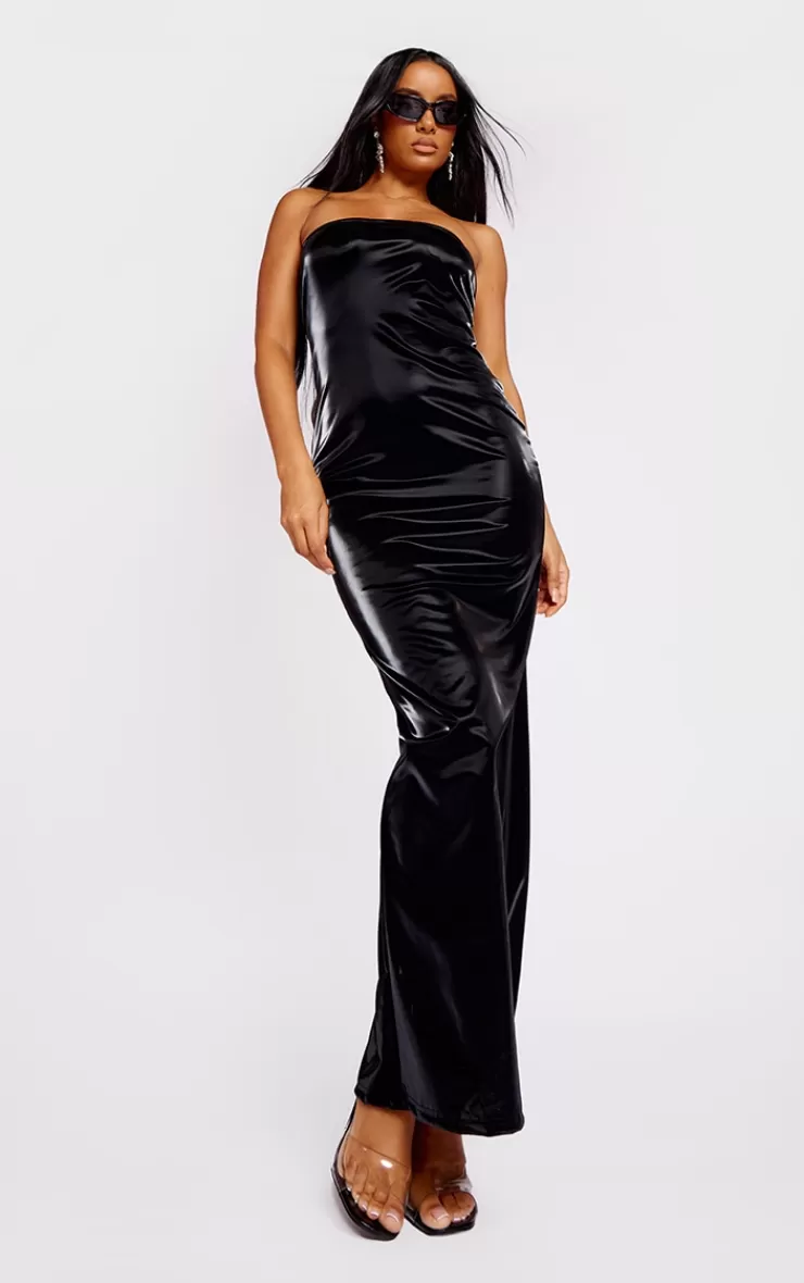 PrettyLittleThing Shiny PU Bandeau Midaxi Dress< Strapless Dresses