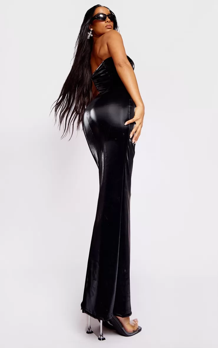 PrettyLittleThing Shiny PU Bandeau Midaxi Dress< Strapless Dresses