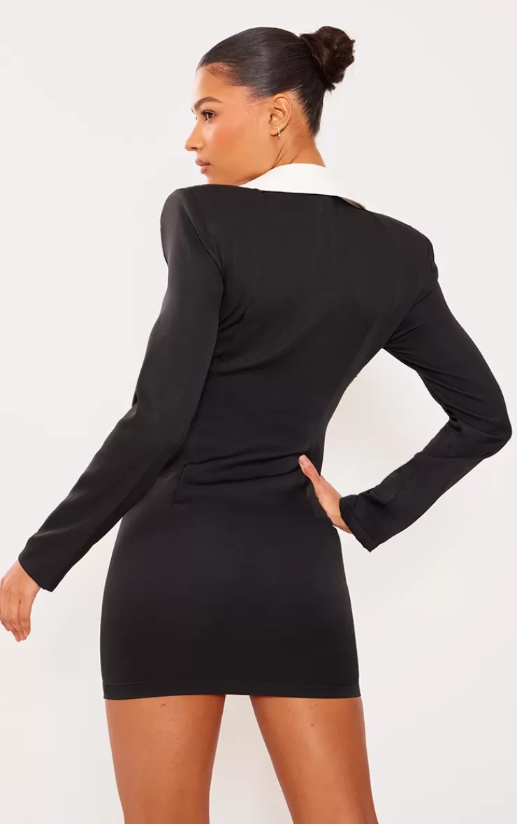 PrettyLittleThing Tailored Satin Label Blazer Dress< Blazer Dresses