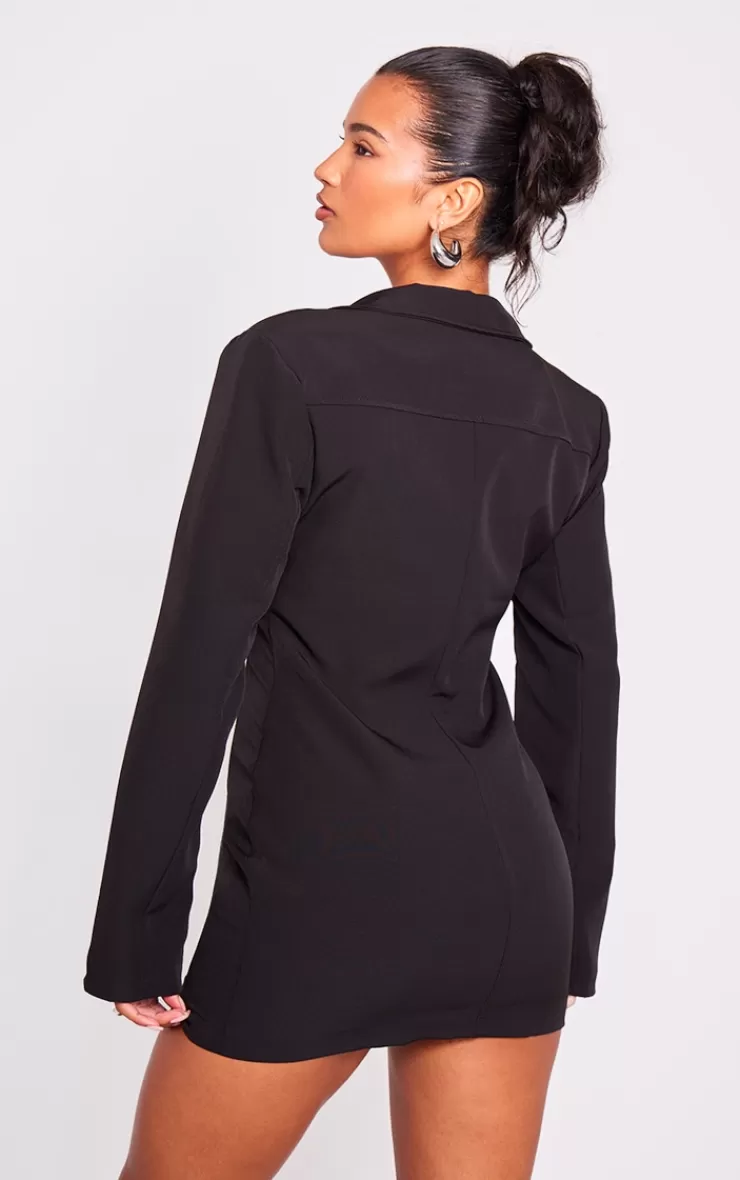 PrettyLittleThing Woven Zip Through Corset Detail Blazer Dress< Blazer Dresses