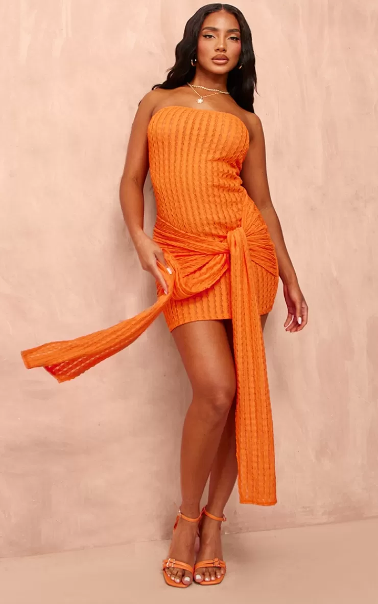 PrettyLittleThing Texture Wrap Mini Dress< Wrap Dresses
