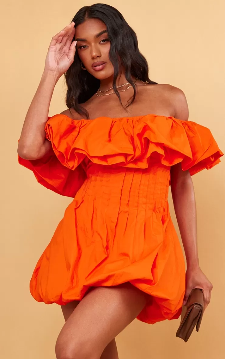 PrettyLittleThing Woven Extreme Puff Bardot Shift Dress< Shift Dresses