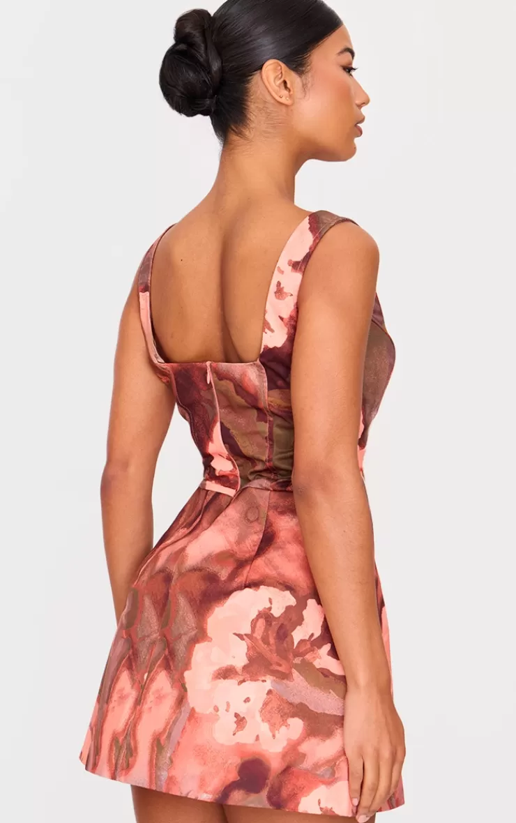 PrettyLittleThing Floral Corset A Line Shift Dress< Shift Dresses