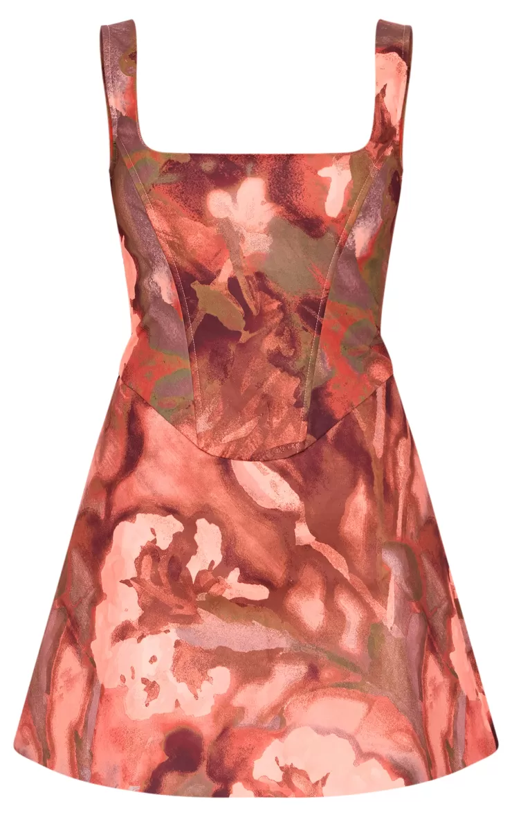 PrettyLittleThing Floral Corset A Line Shift Dress< Shift Dresses