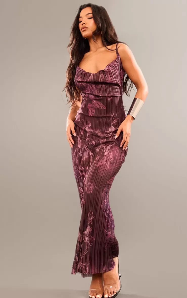 PrettyLittleThing Floral Printed Plisse Strappy Maxi Dress< Wedding Guest Dresses
