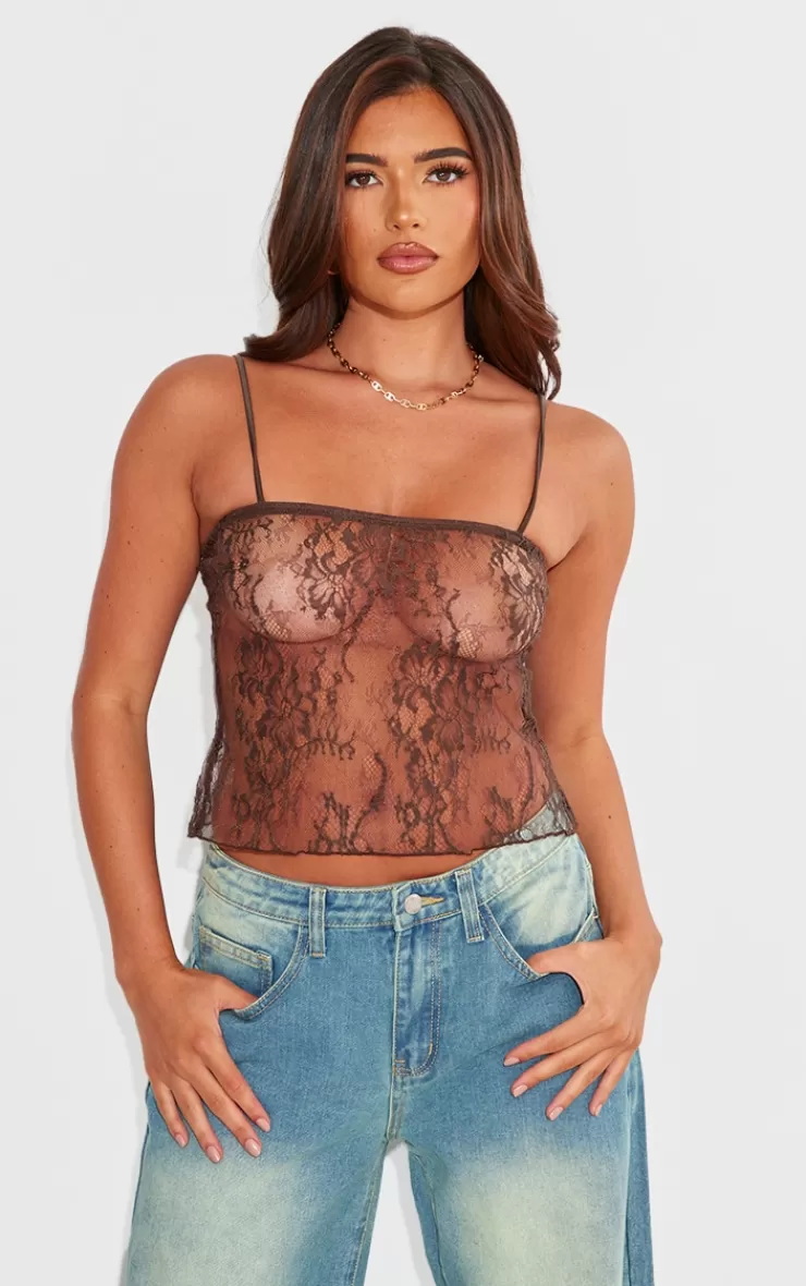 PrettyLittleThing Lace Spaghetti Strap Cami Top< Going Out