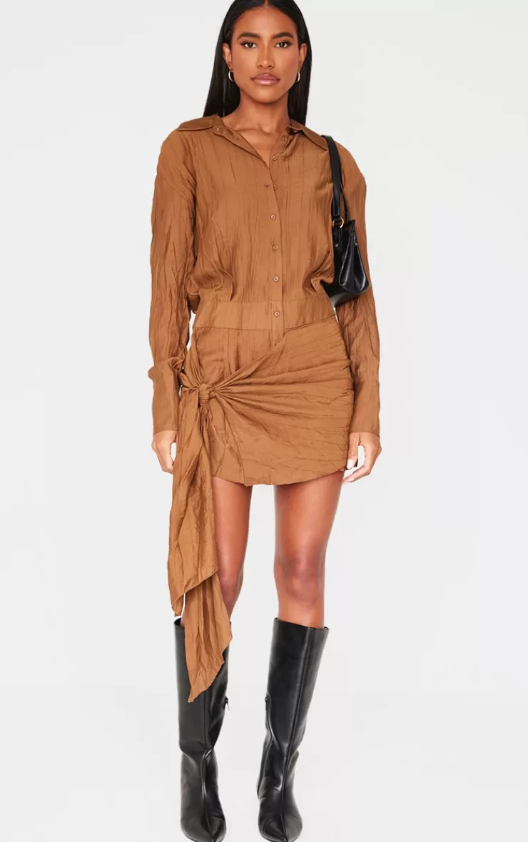PrettyLittleThing Tie Detail Shirt Dress< Shirt Dresses