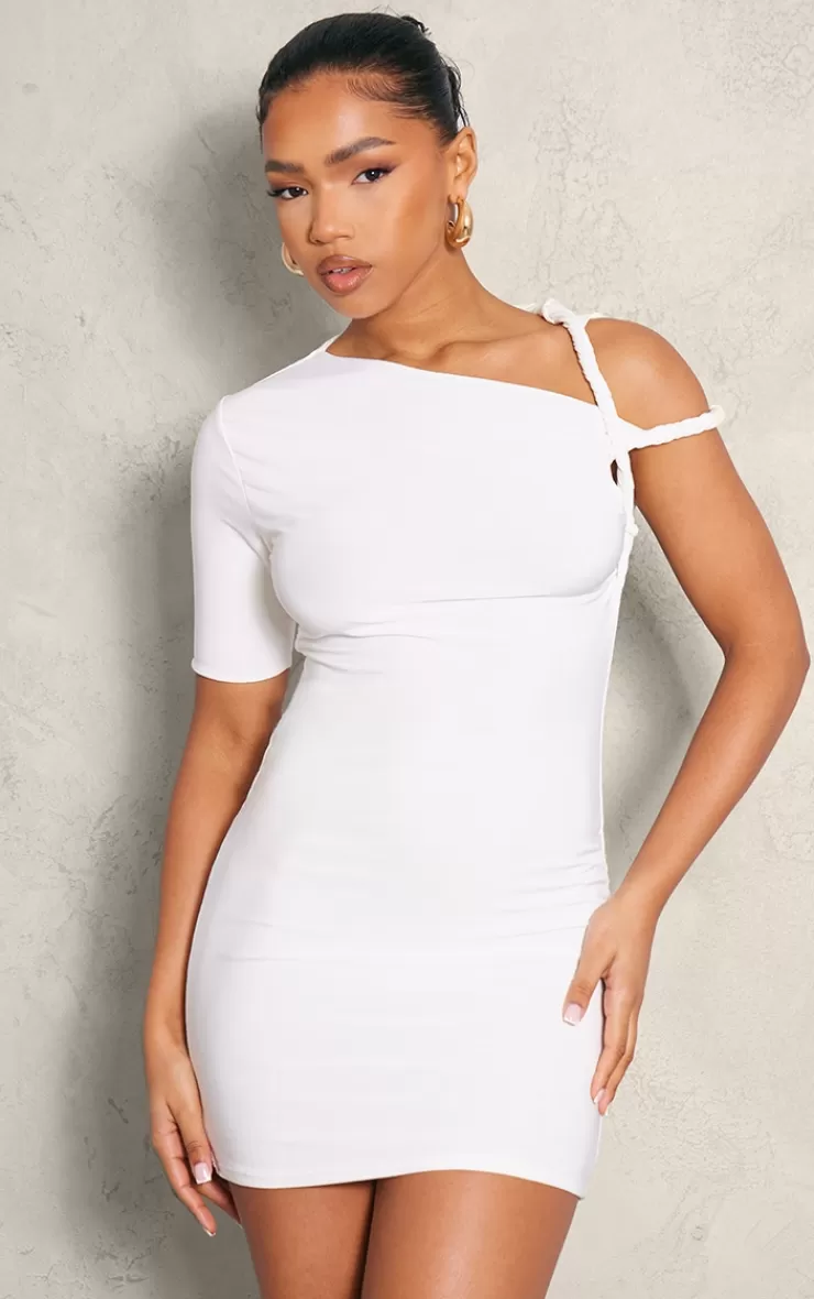 PrettyLittleThing Slinky Twist Shoulder Bodycon Dress< Engagement Dresses