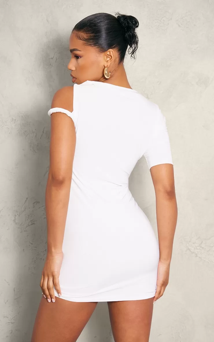 PrettyLittleThing Slinky Twist Shoulder Bodycon Dress< Engagement Dresses
