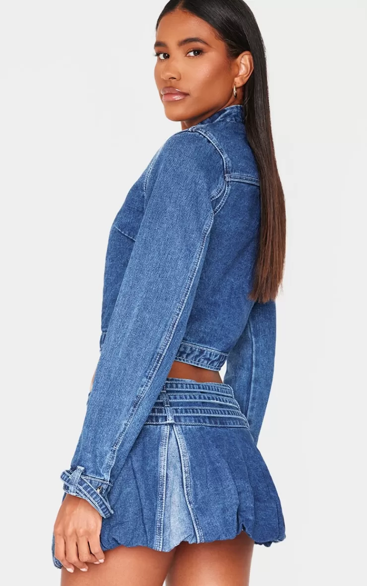 PrettyLittleThing Buckle Detail Cropped Moto Jacket< Going Out