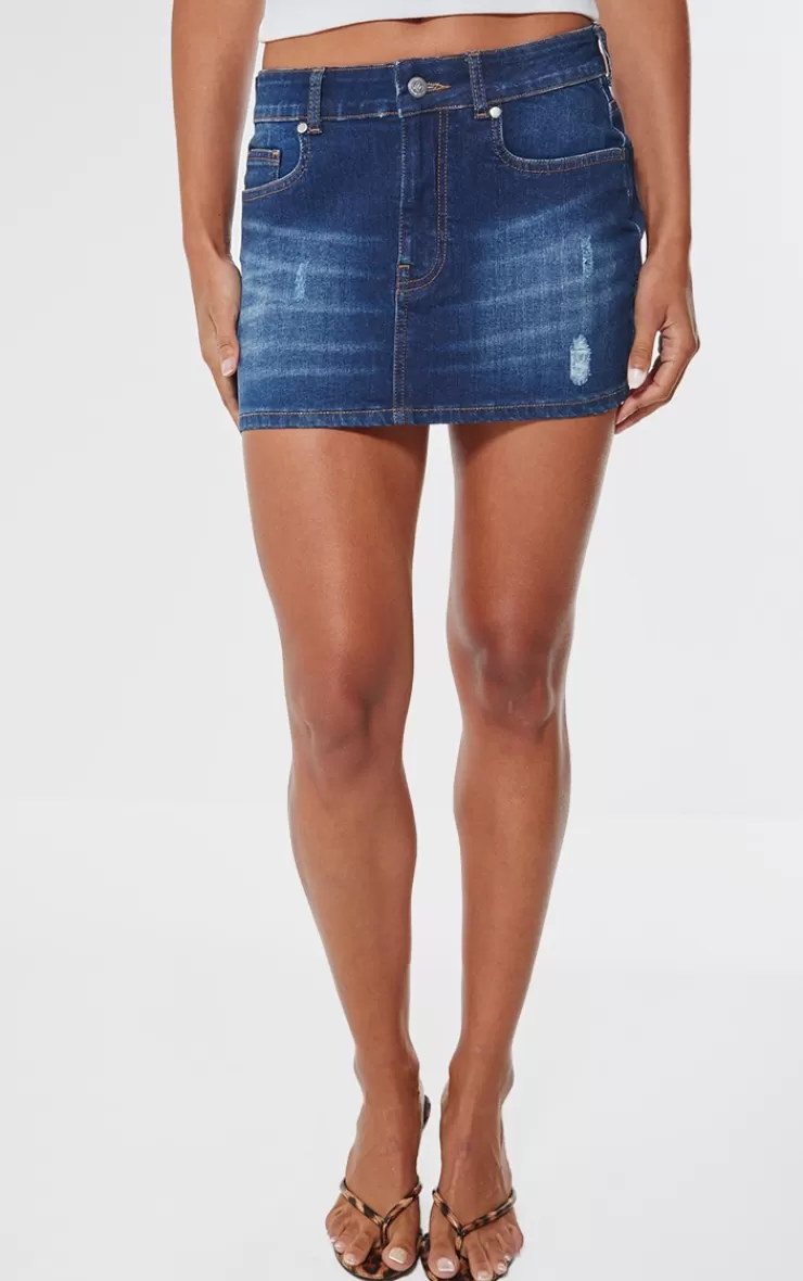 PrettyLittleThing Button Waistband Denim Mini Skirt< Going Out