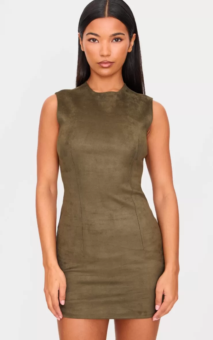 PrettyLittleThing Faux Suede Bodycon Dress< Shift Dresses