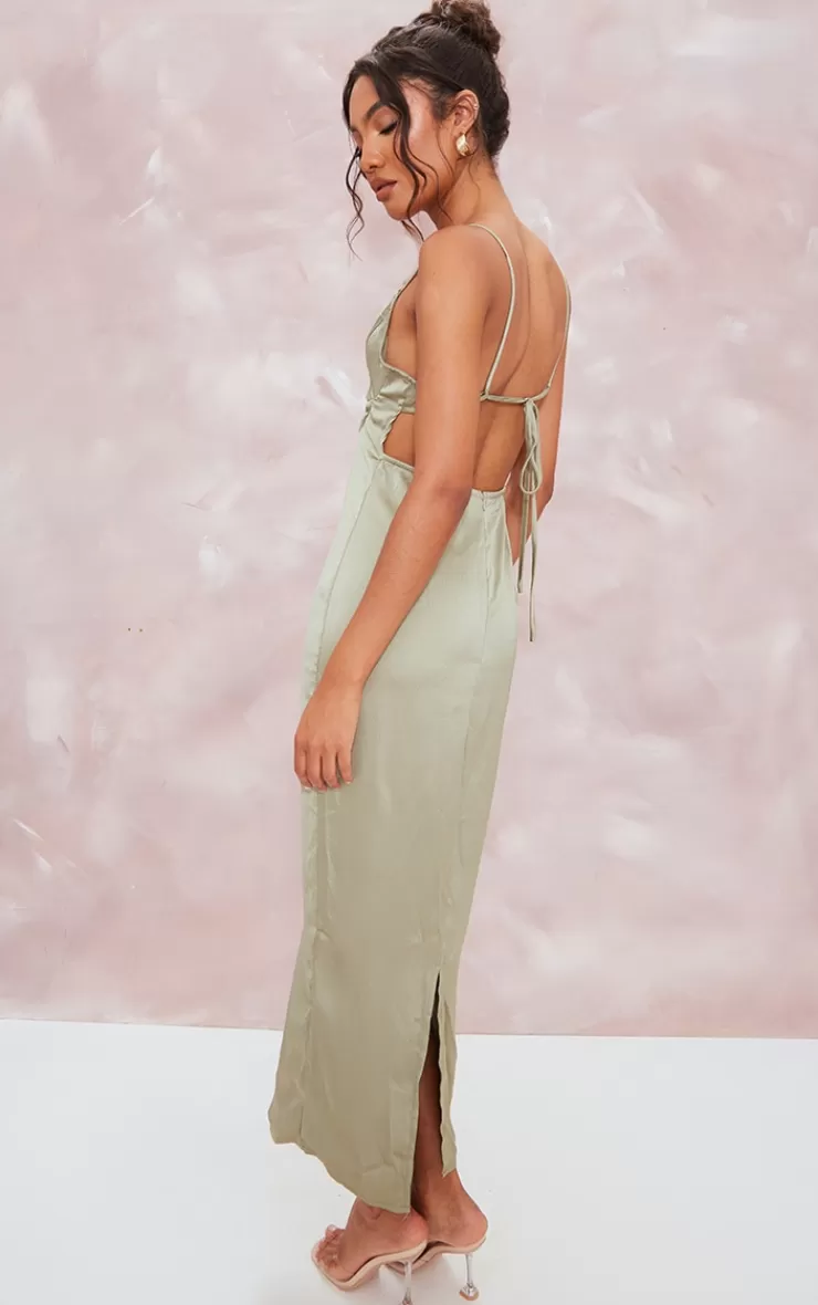 PrettyLittleThing Satin Cut Out Strappy Back Detail Midaxi Dress< Wedding Shop