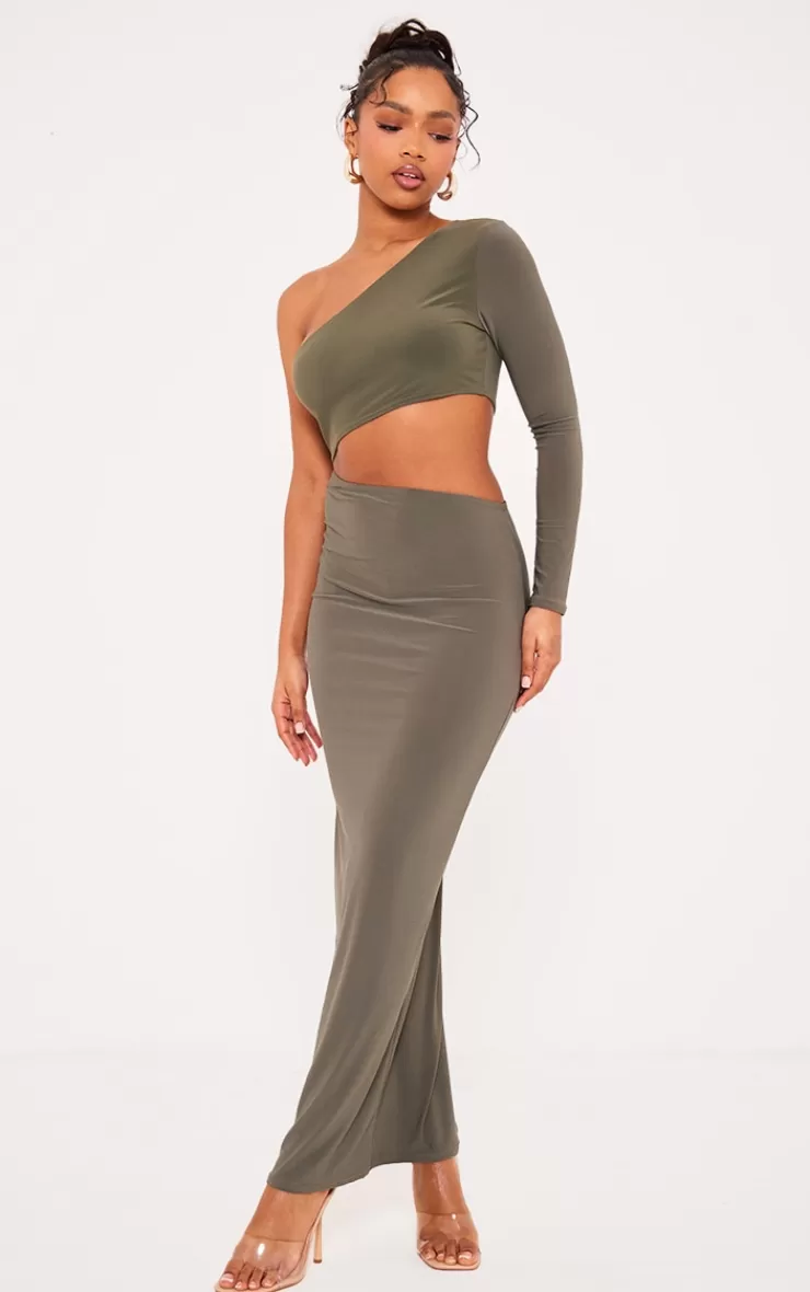 PrettyLittleThing Slinky One Shoulder Cut Out Midaxi Dress< Wedding Guest Dresses