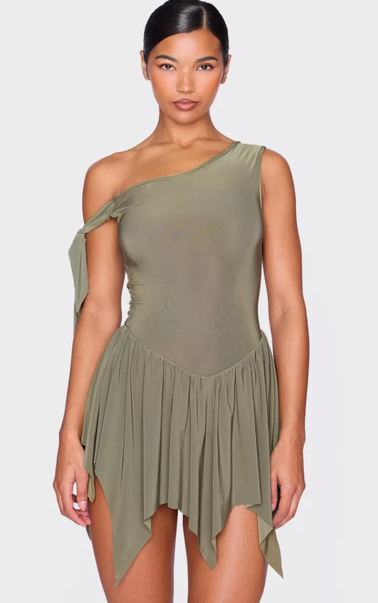 PrettyLittleThing Slinky Tie Strap Rara Skort Romper< Going Out
