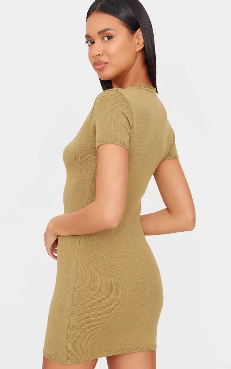 PrettyLittleThing Soft Knit Button Through Mini Dress< Mini Dresses
