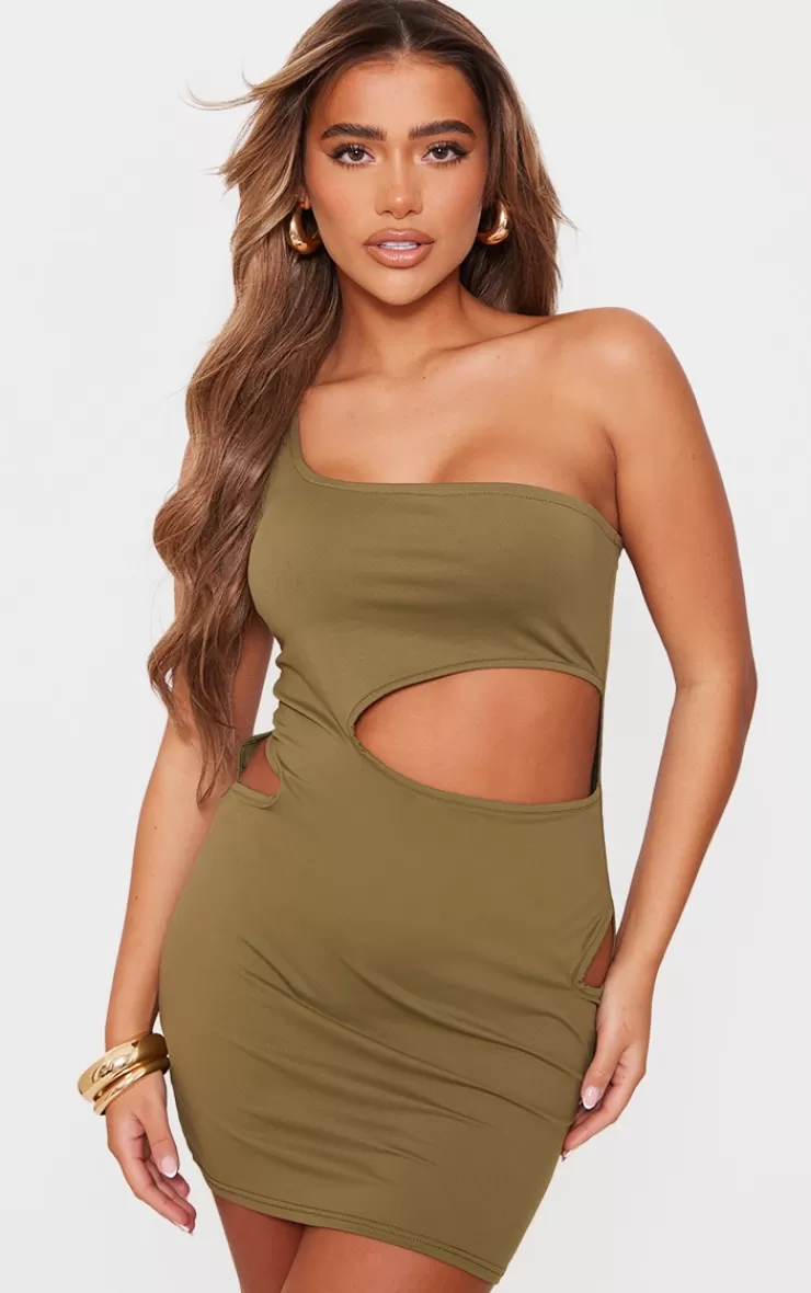 PrettyLittleThing Soft Touch One Shoulder Cut Out Bodycon Dress< Mini Dresses