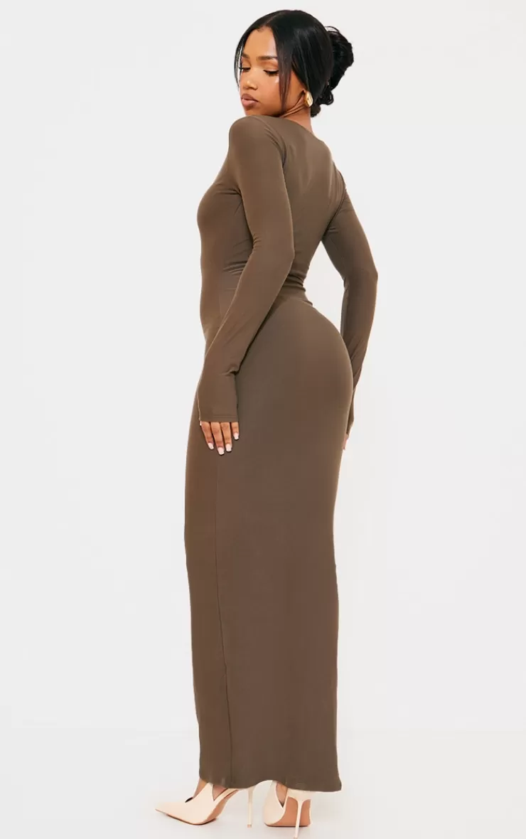PrettyLittleThing Soft Touch Scoop Neck Long Sleeve Midaxi Dress< Casual Dresses