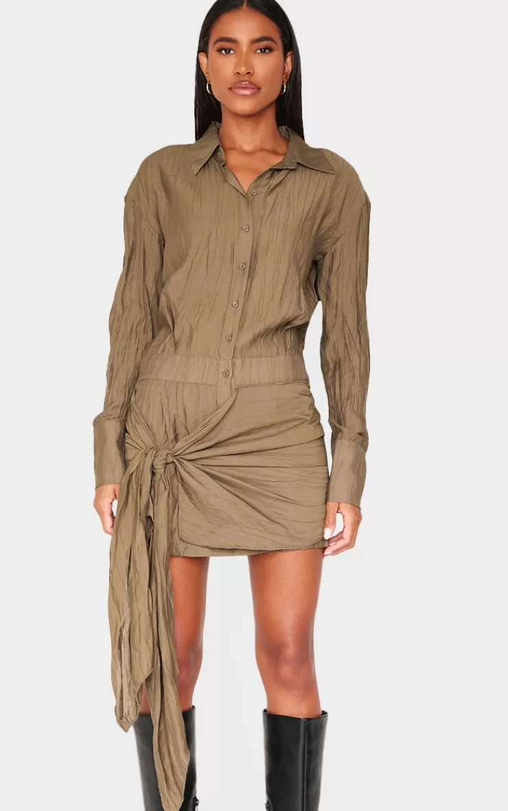 PrettyLittleThing Tie Detail Shirt Dress< Shirt Dresses