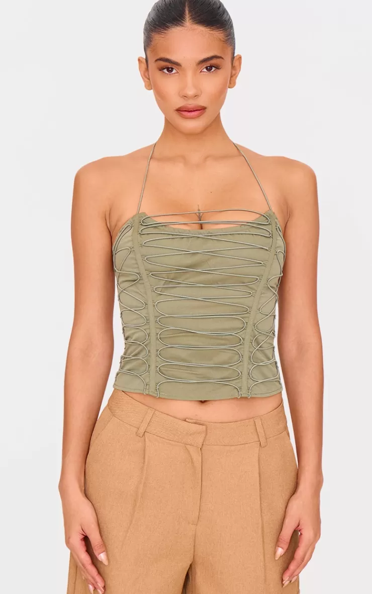 PrettyLittleThing Woven Elastic Lace Up Corset< Going Out