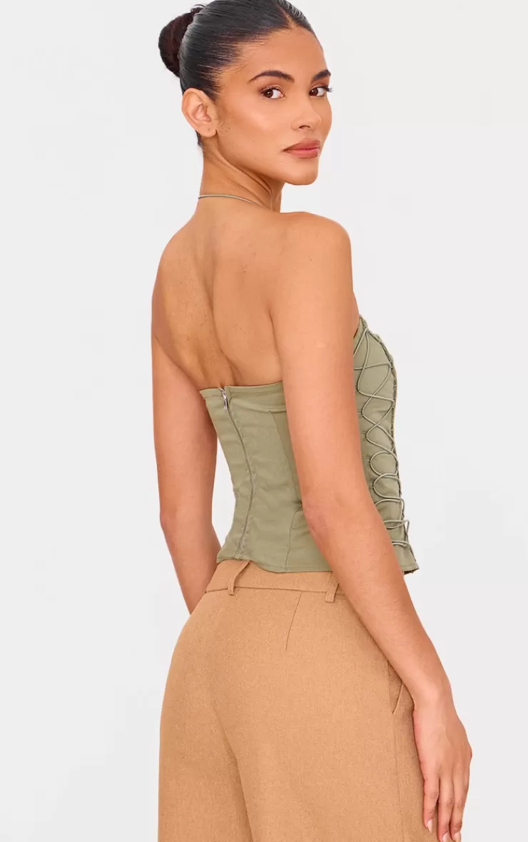 PrettyLittleThing Woven Elastic Lace Up Corset< Going Out