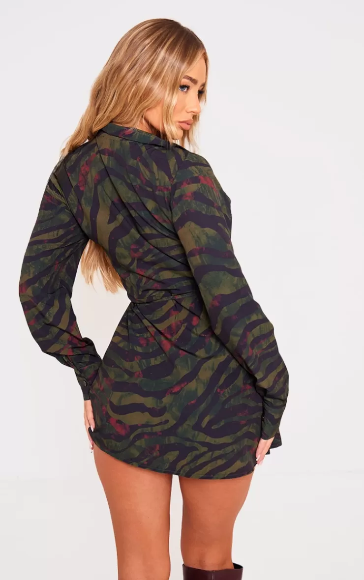 PrettyLittleThing Zebra Print Wrap Tie Bodycon Dress< Wrap Dresses