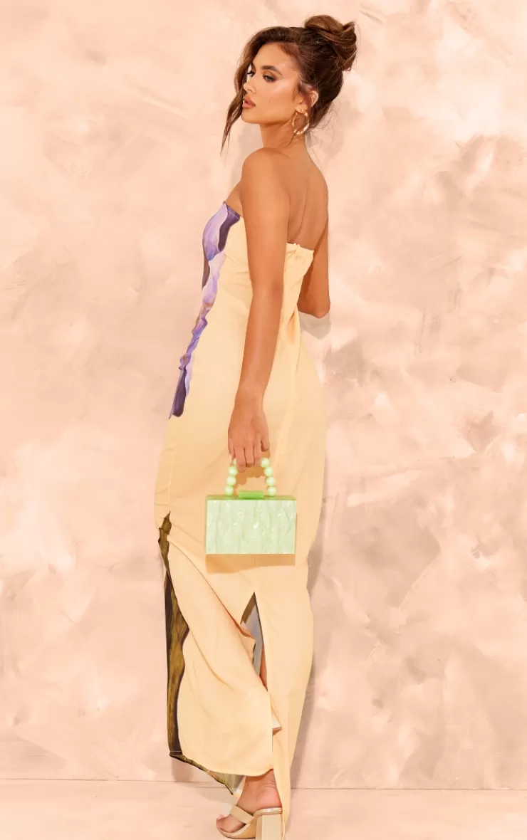 PrettyLittleThing Oversized Chiffon Floral Print Bandeau Maxi Dress< Strapless Dresses