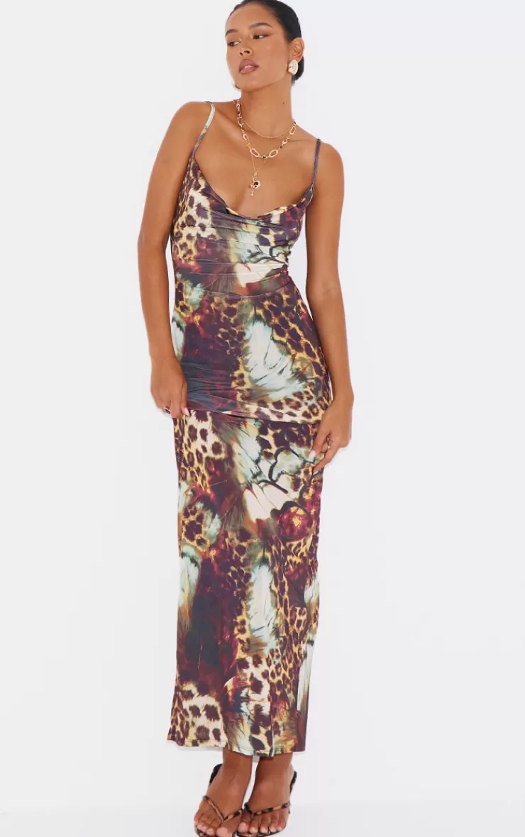 PrettyLittleThing Abstract Print Slinky Maxi Dress< Maxi Dresses