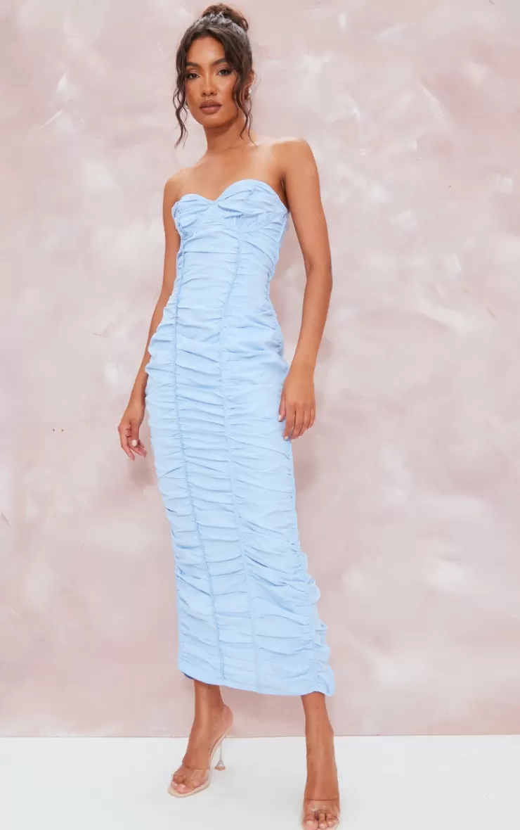 PrettyLittleThing Ruched Underwired Strappy Back Midaxi Dress< Wedding Guest Dresses