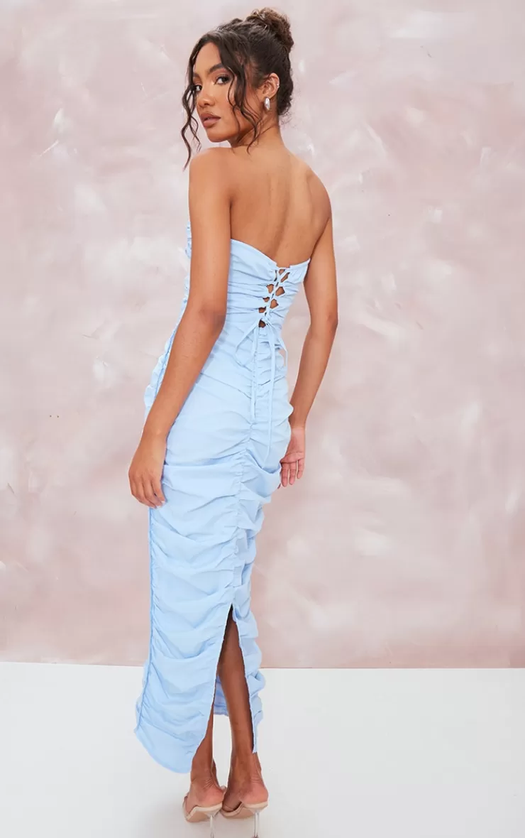 PrettyLittleThing Ruched Underwired Strappy Back Midaxi Dress< Wedding Guest Dresses
