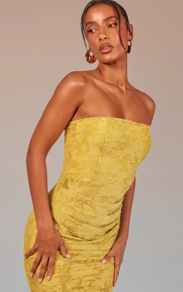 PrettyLittleThing Floral Sheer Burnout Ruched Bandeau Midaxi Dress< Graduation
