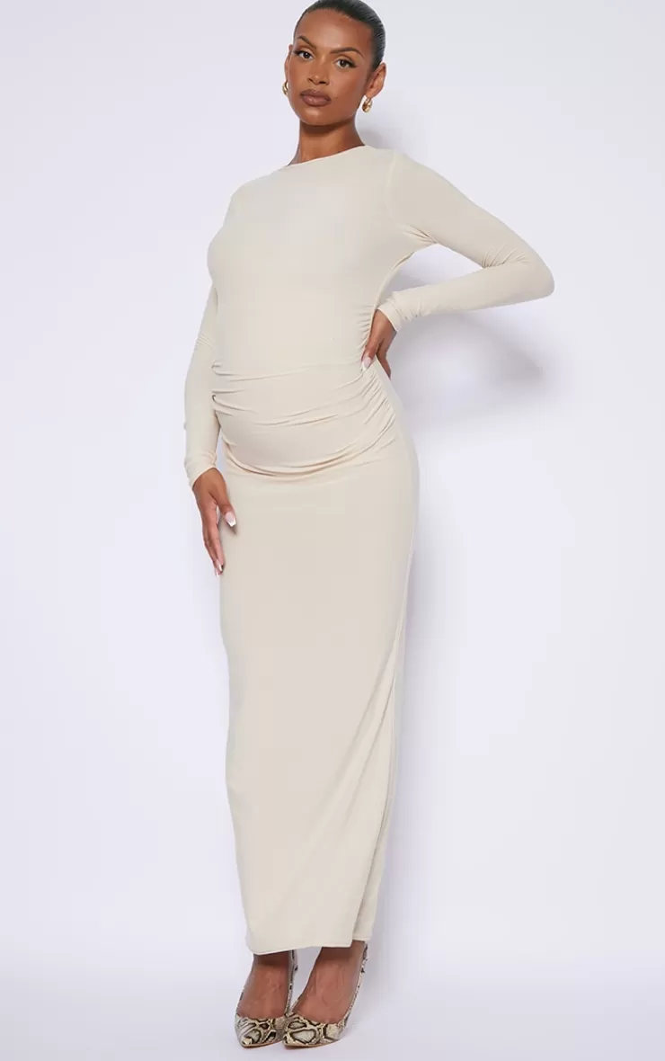 PrettyLittleThing Maternity Soft Touch Ruched Maxi Dress< Maxi Dresses