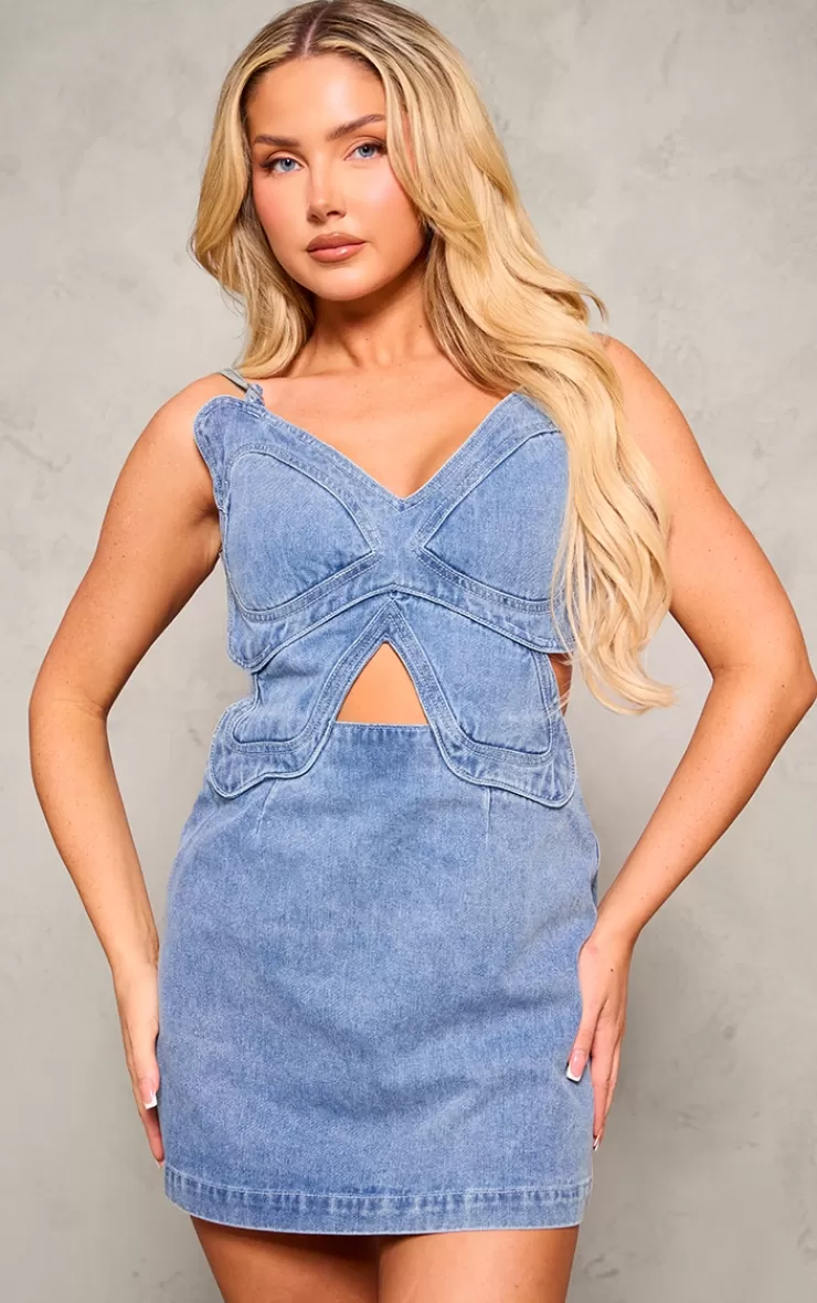 PrettyLittleThing Butterfly Cut Out Waist Mini Dress< Mini Dresses
