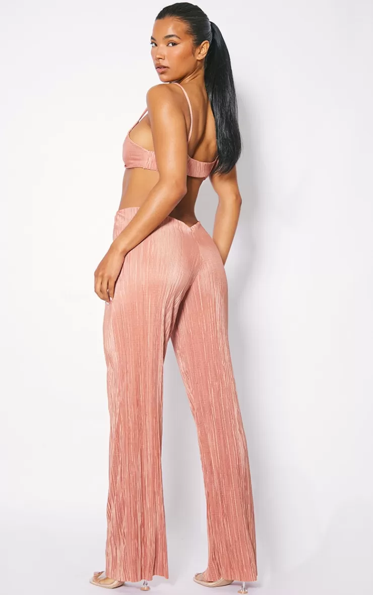 PrettyLittleThing Plisse Knot Front Strappy Back Jumpsuit< Wedding Guest Jumpsuits