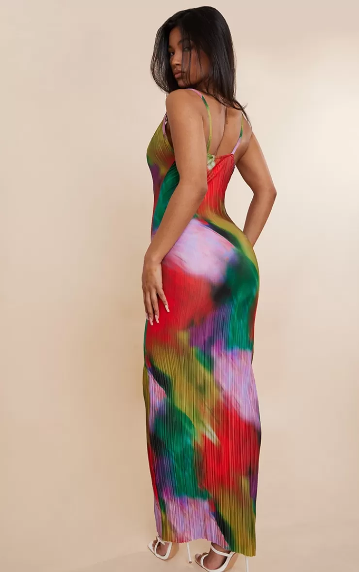 PrettyLittleThing Printed Plisse Strappy Maxi Dress< Wedding Guest Dresses