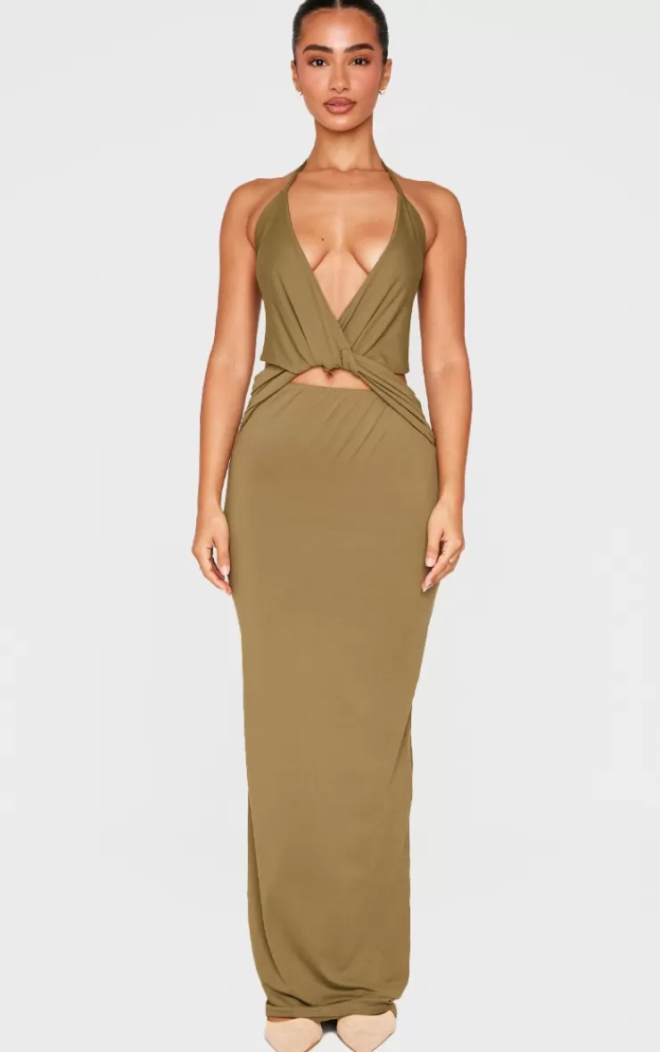 PrettyLittleThing Petite Halterneck Twist Detail Maxi Dress< Maxi Dresses