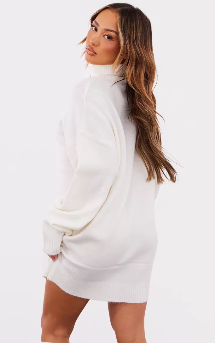 PrettyLittleThing Petite Knitted Slouchy Sweater Dress< Mini Dresses