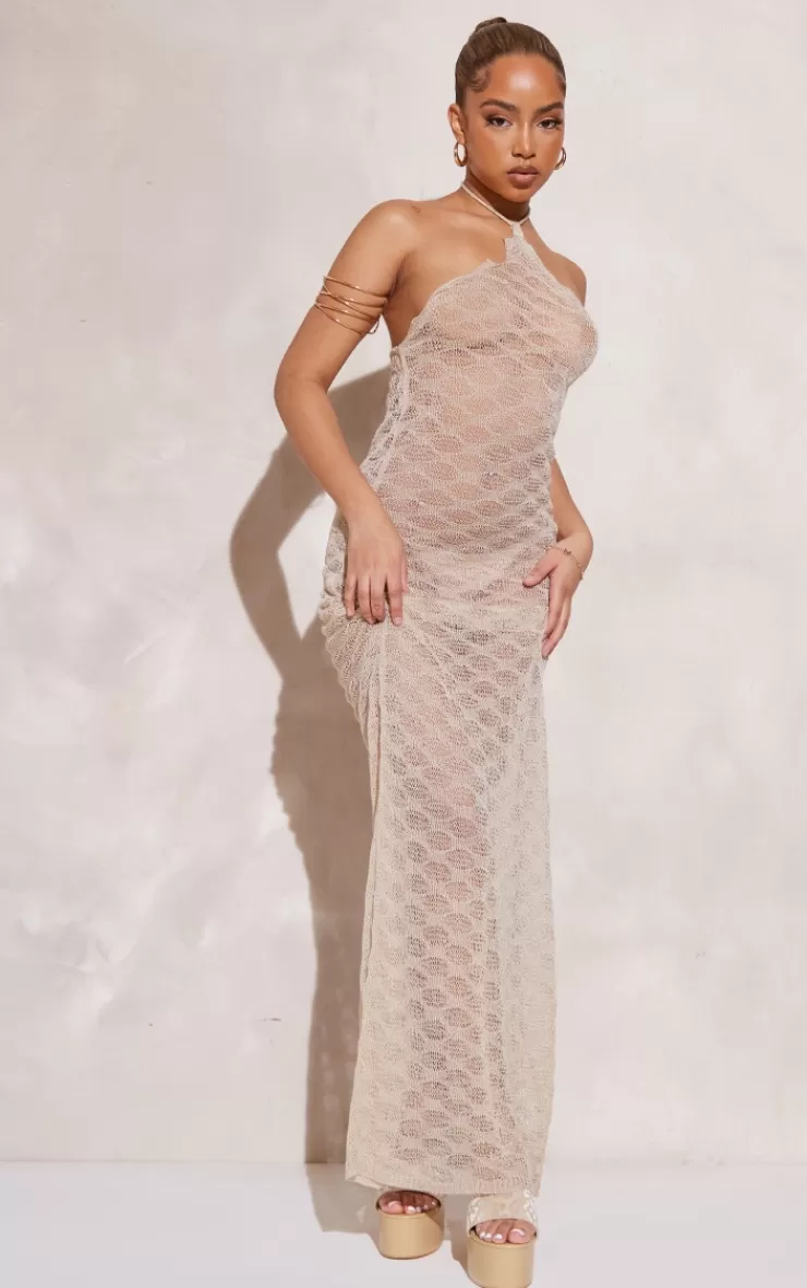 PrettyLittleThing Petite Sheer Knitted Maxi Dress< Maxi Dresses