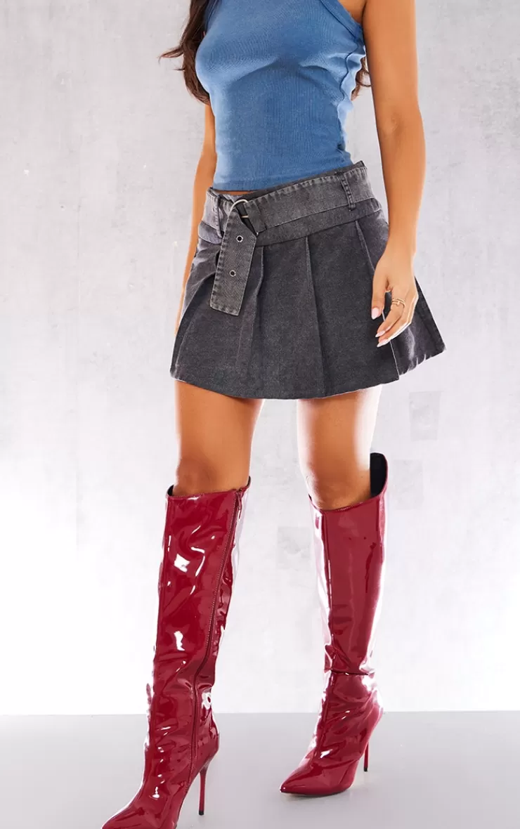 PrettyLittleThing Petite Belted Micro Mini Pleated Skirt< Going Out