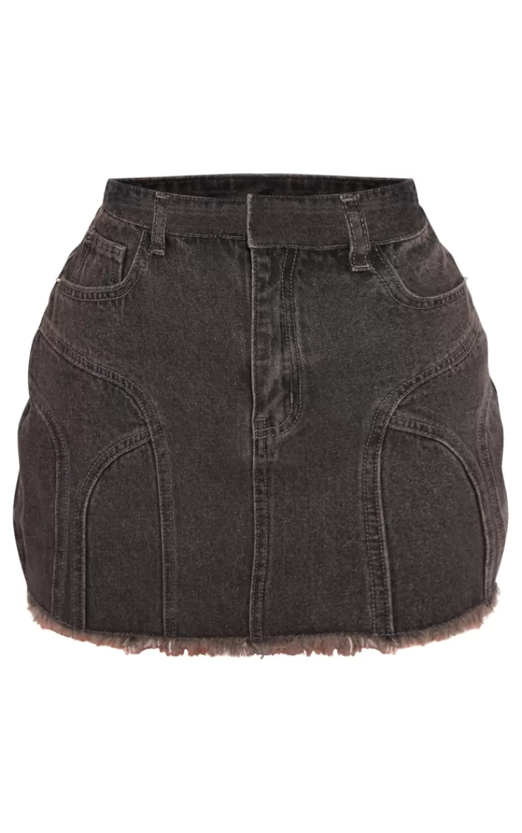 PrettyLittleThing Petite Denim Seam Detail Corset Top< Going Out