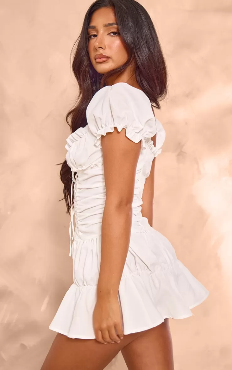 PrettyLittleThing Petite Corset Lace-up Ruffle Dress< Engagement Dresses