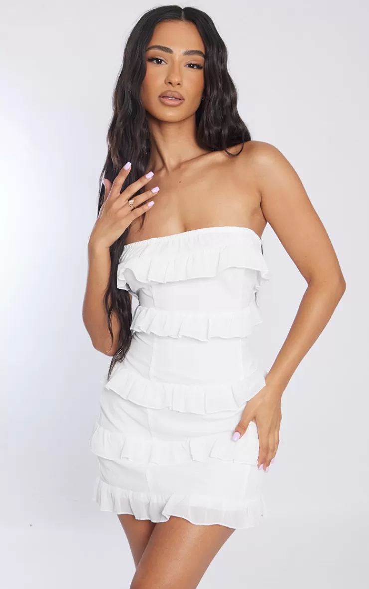 PrettyLittleThing Petite Frilled Bandeau Mini Dress< Engagement Dresses
