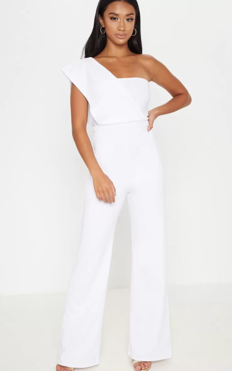 PrettyLittleThing Petite One Shoulder Drape Jumpsuit< Wedding Shop