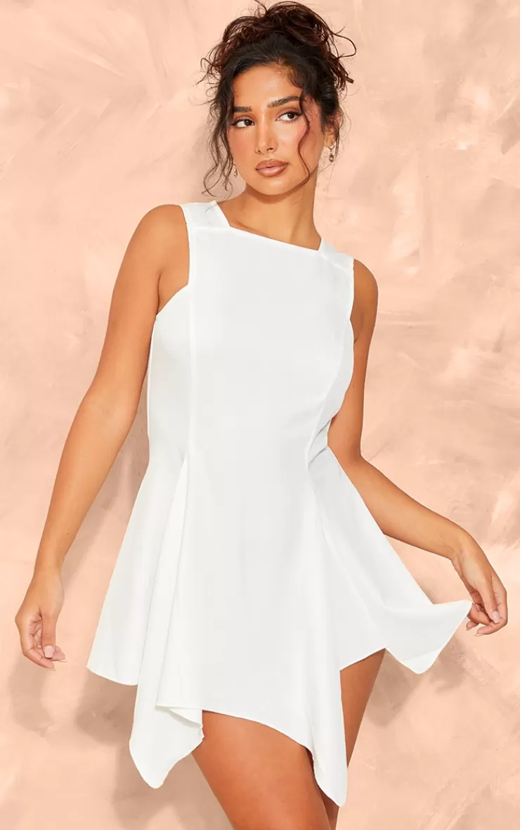 PrettyLittleThing Petite Woven Sleeveless Asymmetric Hem Mini Dress< Engagement Dresses