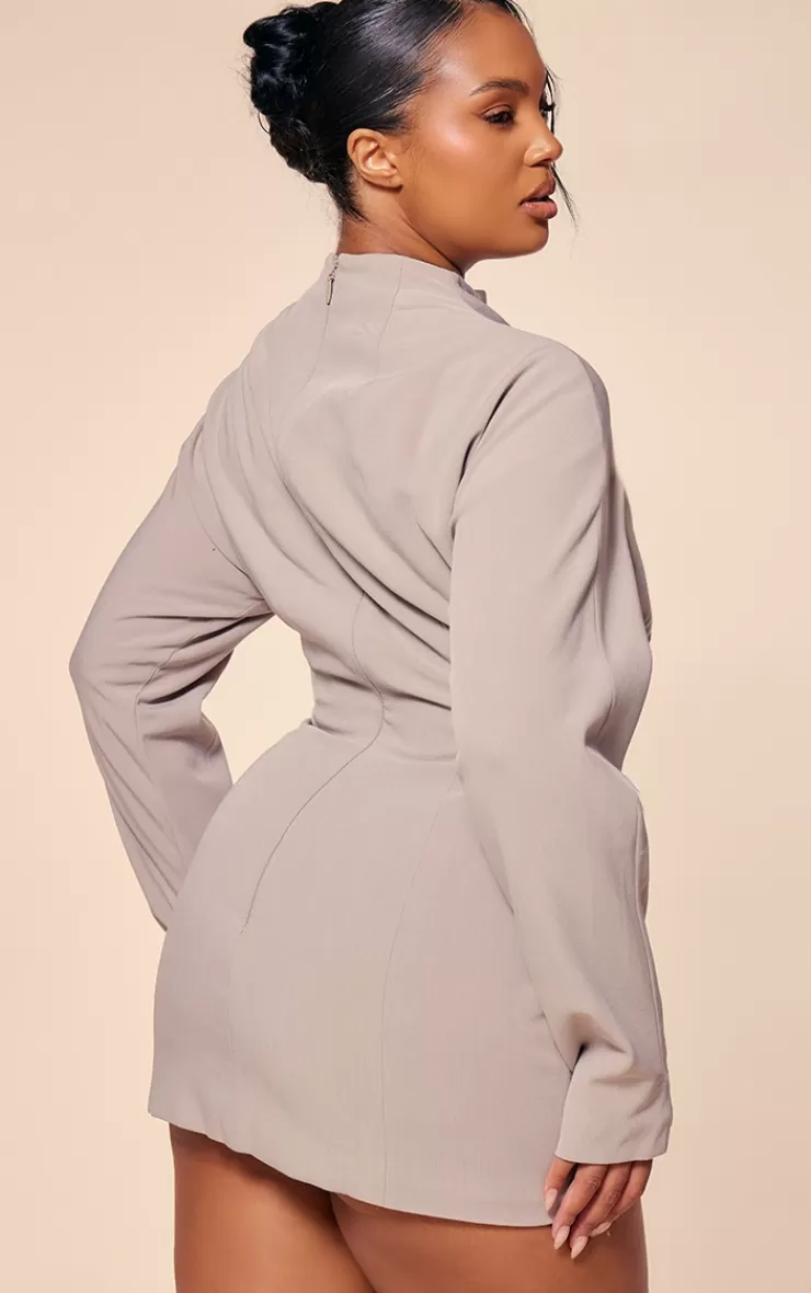 PrettyLittleThing PLT Label Plus Batwing Sleeved Cinched Waist Bodycon Dress< Plus Size Wedding Guest Dresses