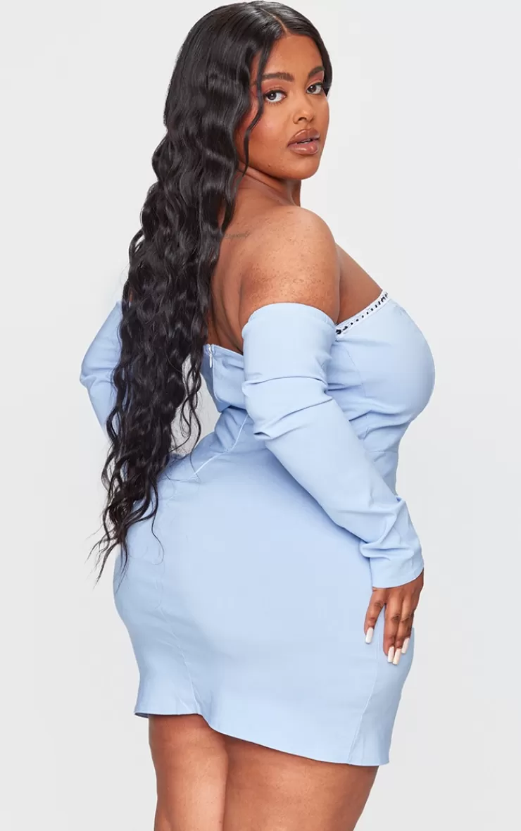 PrettyLittleThing Plus Bardot Corset Detail Bodycon Dress< Going Out