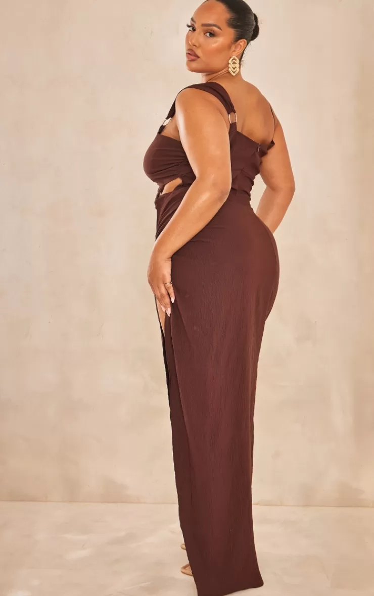 PrettyLittleThing Plus Cut Out One Shoulder Ring Detail Maxi Dress< Wedding Guest Dresses